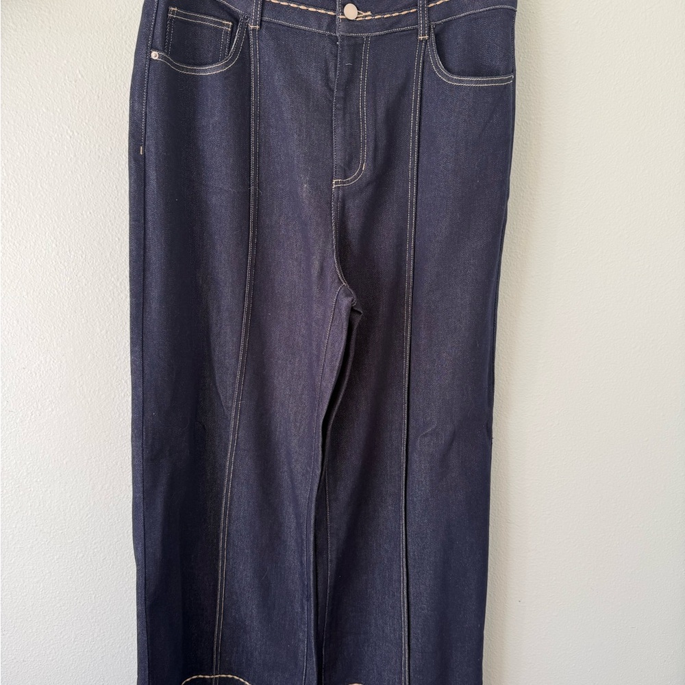 Commense Women's Straight Jeans in Dark Indigo Blue